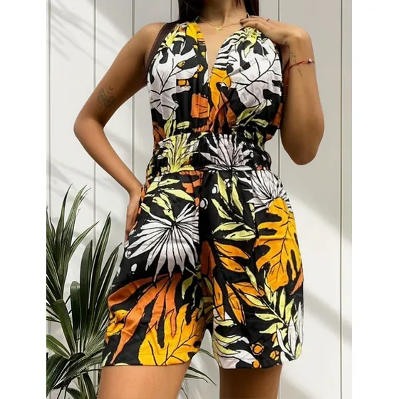Mono Short Corto Estampado Con Detalle Espalda Descubierta