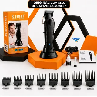 Kemei Máquina De Cortar Cabelo Kemei Km-2296 Bivolt Com Base Preto 127/220v
