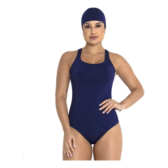 Maiô Body Hidroginástica Natação Modelador Com Touca Brinde