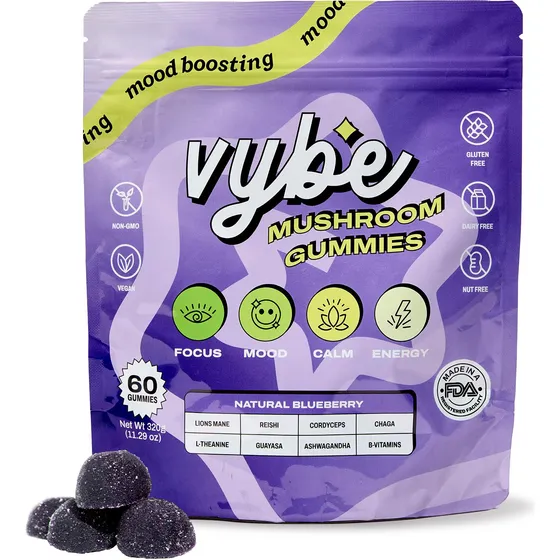 Suplemento Vybe Mushroom Gummies Focus Energy, 60 Unidades