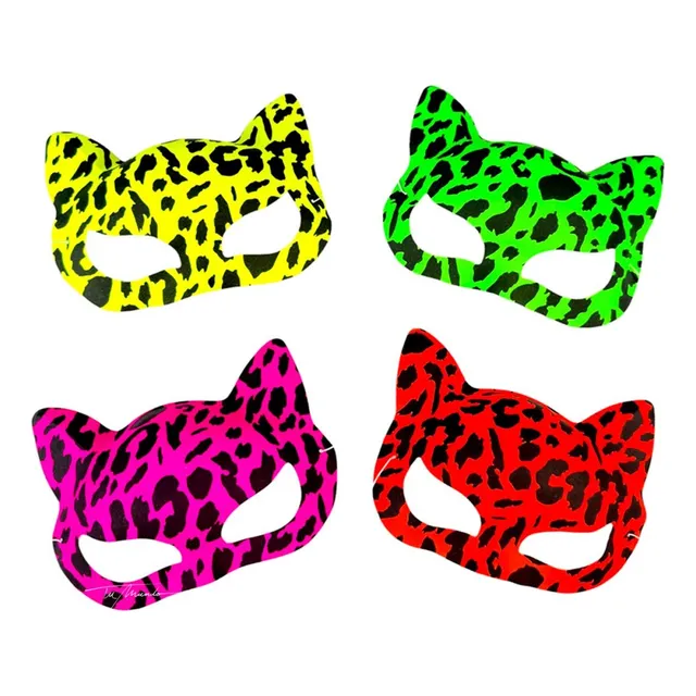 Antifaz Gatubela Neon X 12 Uni 17 X 13 Cm Cotillon Fiestas