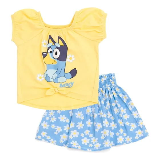Conjunto De Camiseta Y Falda Bluey Para Niñas De 7 A 8 Años