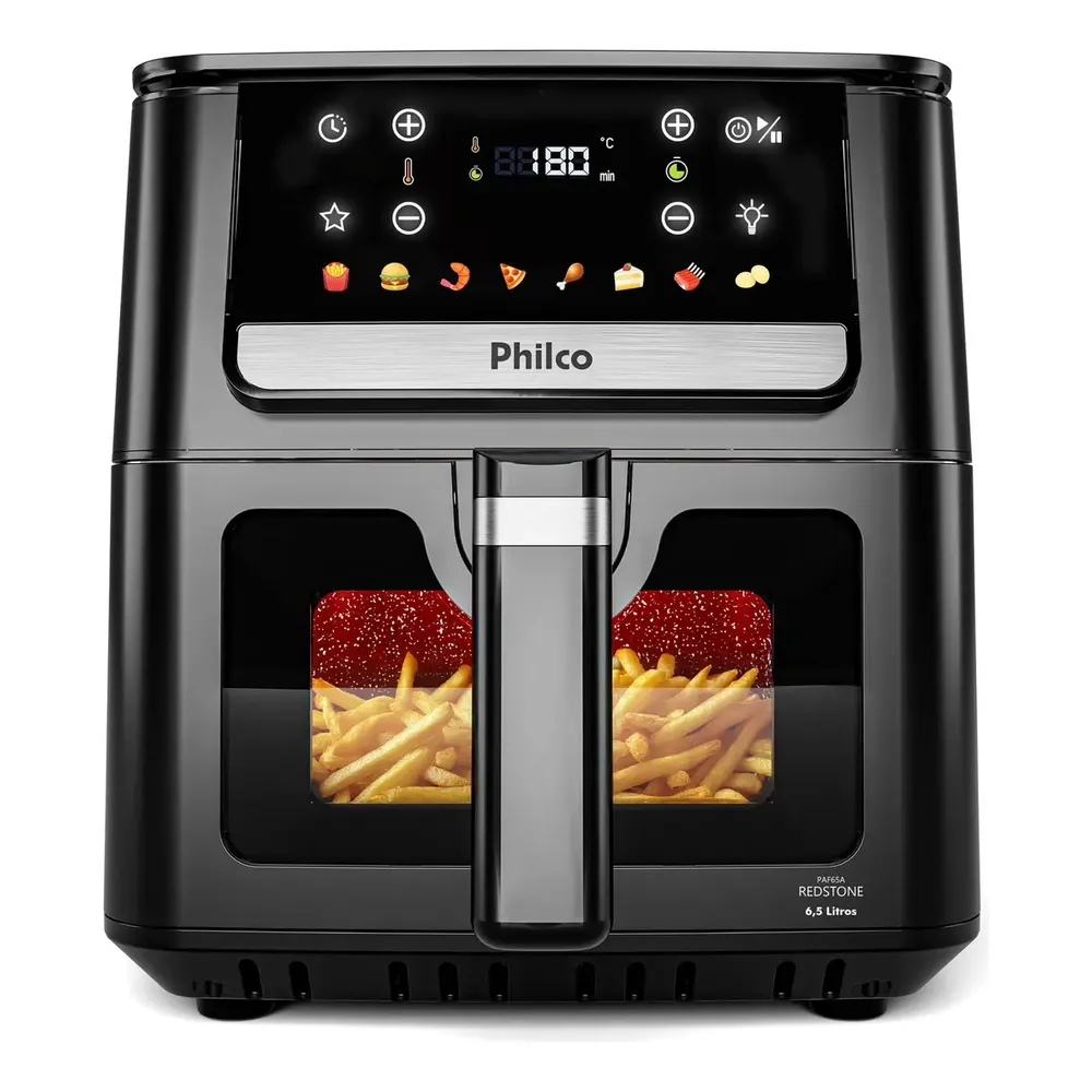 Air Fryer Philco 6,5L Visor Glass e Redstone 1700W PAF65A — Oferta Verificada
