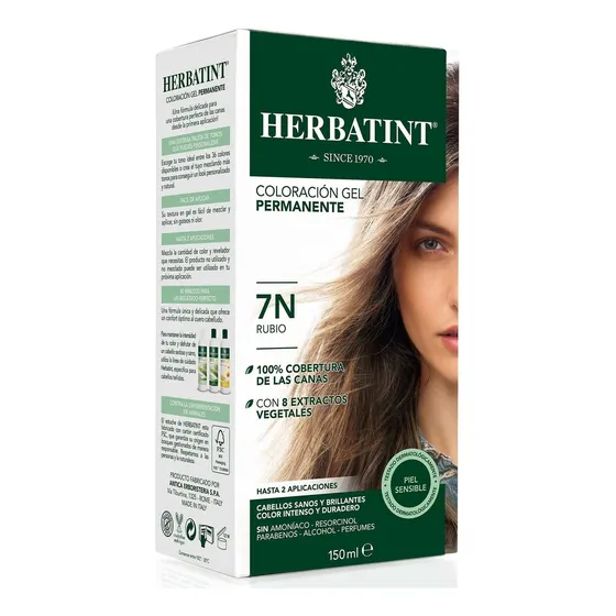 Tintura Herbatint Natural Coloración gel permanente tono 7n rubio para cabello