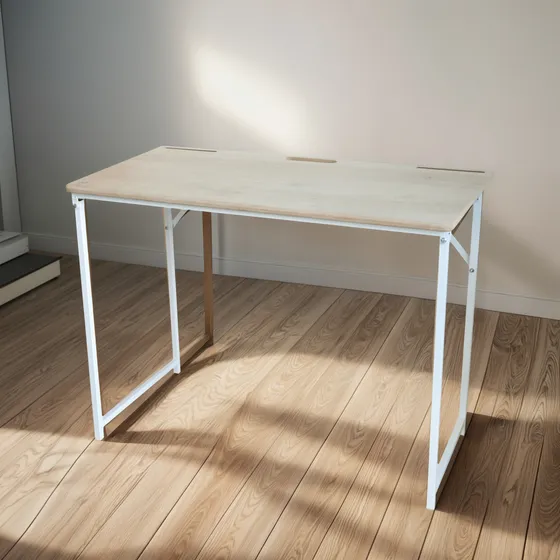Mesa Escritorio Plegable Melamina Y Hierro Industrial 100 Cm