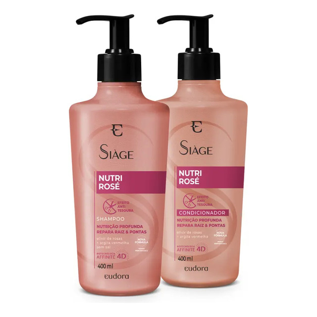 Eudora Siàge Nutri Rosé: Shampoo 400ml + Condicionador 400ml Eudora Siàge Nutri Rosé: Shampoo 400ml + Condicionador 400ml
