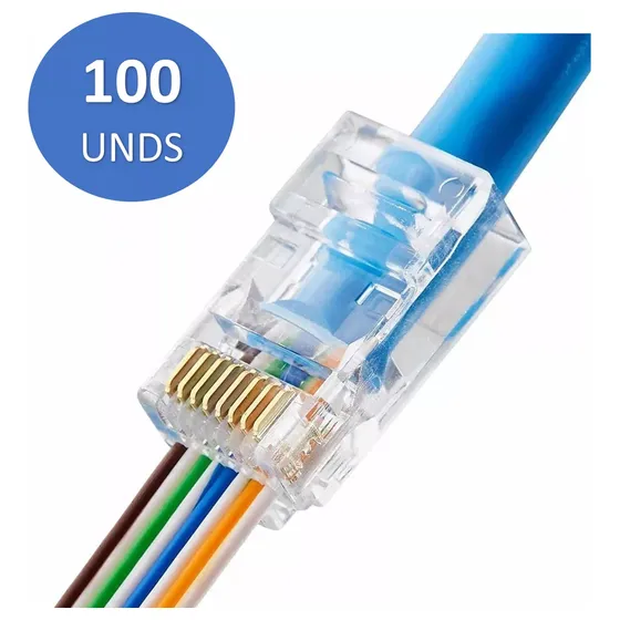 Conector Rj45 Cat 6 Cat6 Ez Pass Through Paquete De 100