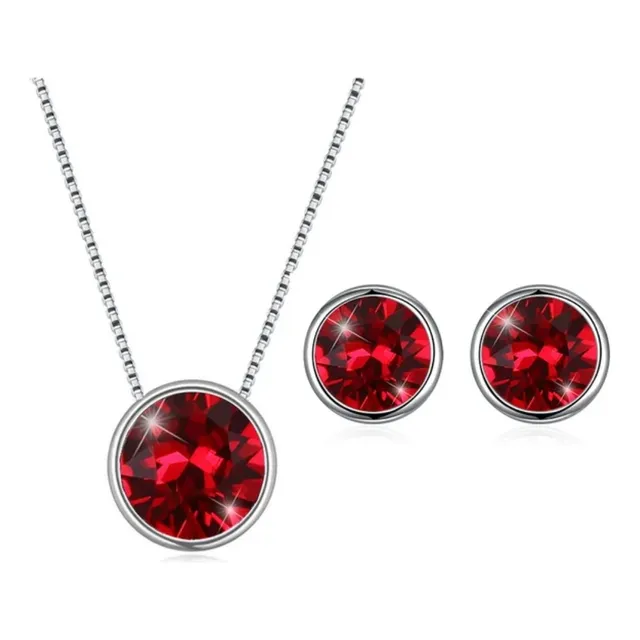 Conjuntos De Caravanas Y Collar Distintos Colores Swarovski