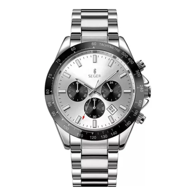 Reloj elegante Seger 9259 cronometro fecha analógico color gris