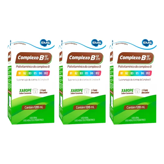 Kit Complexo B Liquido Sabor Caramelo Com 3un De 120ml Cd Caramelo