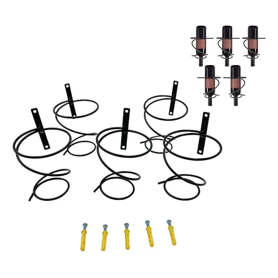5 Porta Botella De Vino Rack Pared Hierro Estante Vino