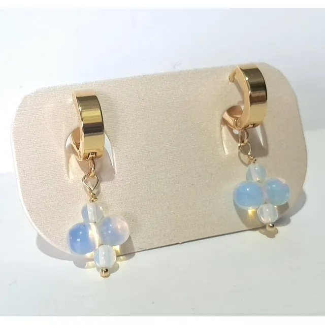 Opalina Zarcillos Aretes De Acero Dorado Ópalo Aro Argollas