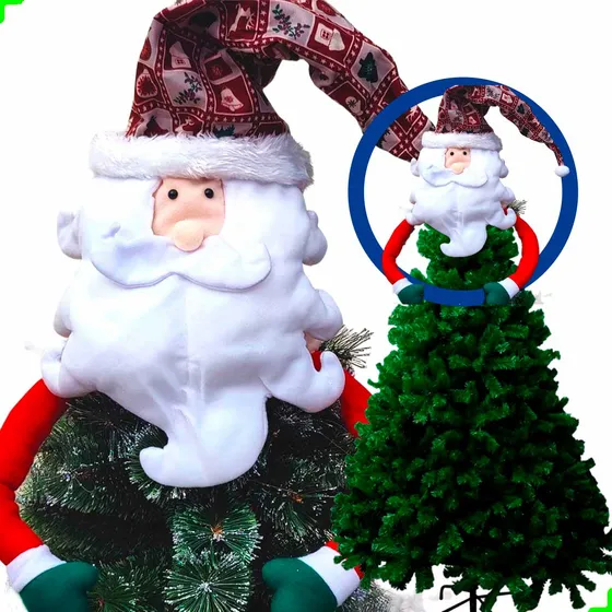 Enfeite Árvore De Natal Gigante Papai Noel Ponteira Natalina