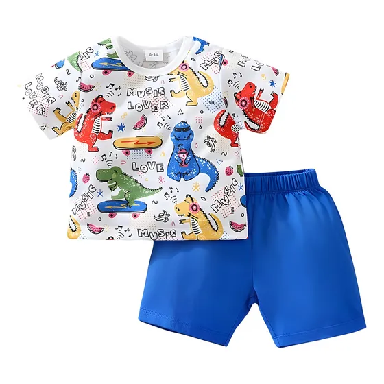 Conjunto Verano Con Estampado De Dinosaurio Para Bebés 0-18m