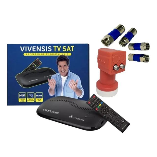 Kit Receptor Tv Vivensis Vx10 Sat Hd + Lnbf Duplo + 4 Rg06