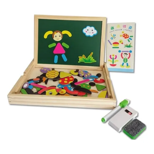 Pizarra Pizarrón Didáctico Imantada Doble Figuras Infantil