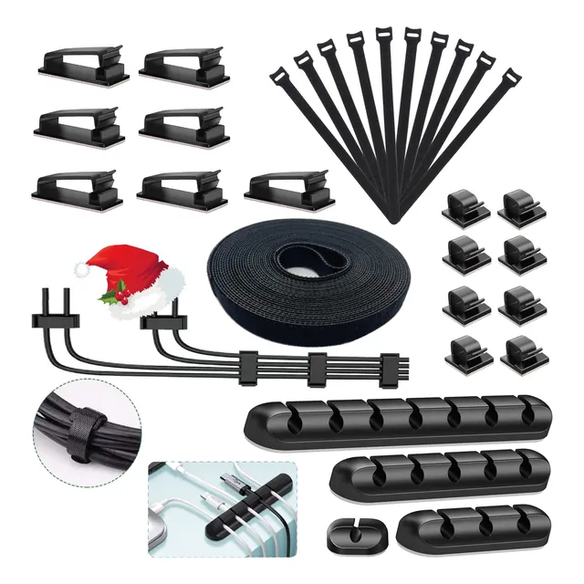 Kit Organizador Cables Velcro Clip Adhesivos Silicona Rollo