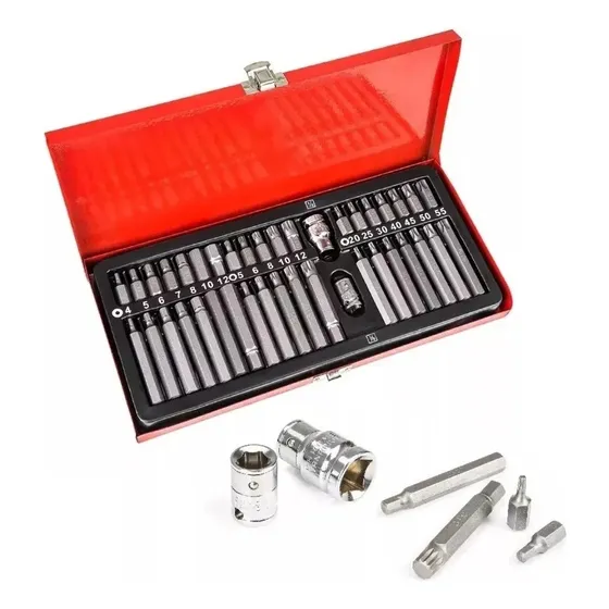 Juego De Dado 40 Piezas Y Puntas Torx T20 A T55 De Allen