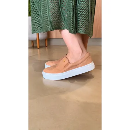 Tênis Slip On Feminino Santa Lolla Suede Nude E Preto - 01ac Suede Baked 36,0 Br