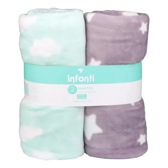 Pack Dos Mantas Fleece Polar Infanti Verde/gris