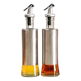 2 Uni Porta Azeite Vinagre De Vidro Com Inox Galheteiro 2 Uni Porta Azeite Vinagre De Vidro Com Inox Galheteiro