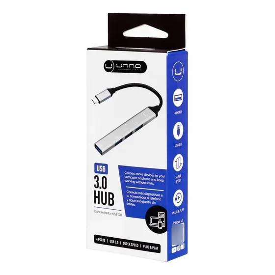Hub 4 Puertos Usb C A Usb-a Unno Tekno