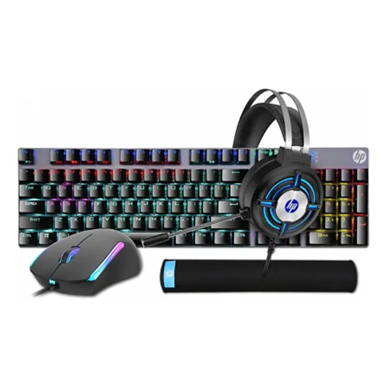 Combo Hp Gamer Teclado Mecanico Audifonos Mouse Profesional