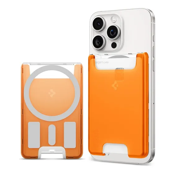 Tarjetero Spigen (card Holder Magsafe) Classic C1 Color Tangerine Diseño De La Tela Classic C1 Magfit