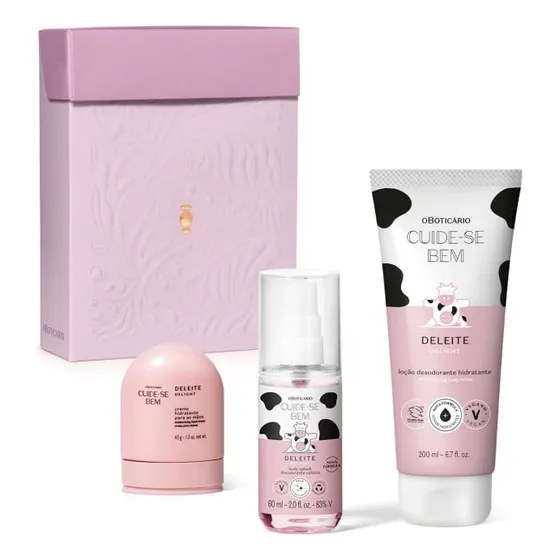 Kit Deleite Colônia + Loção Hidratante + Creme Para As Mãos