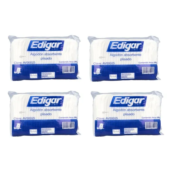 Algodon Plisado Absorvente Grande Edigar 200grs 2paqtes