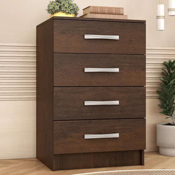 Cajonera Mueble 4 Dormitorio Comoda Zapatera Mesa De Luz Tv Color Marrón oscuro