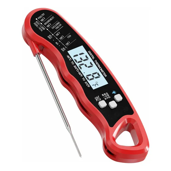 Termómetro Digital Cocina Carnes Líquidos Aceite Plegable Color Rojo