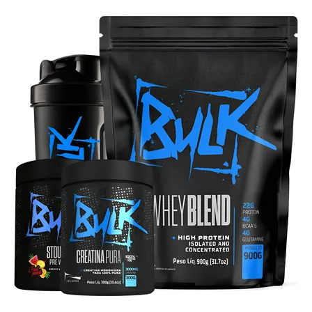 Kit Whey Protein Isolado + Creatina + Pré Treino + Shaker