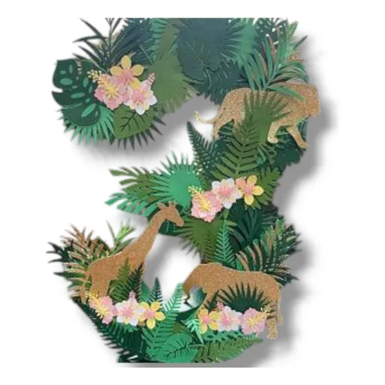 Piñata Numero 3d Animales Hojas Selva Rey Leon