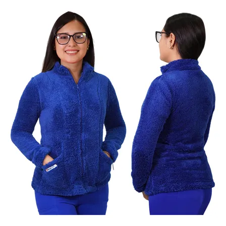 Uniforme Clínico Poleron Corderito Azul Rey Lisa L