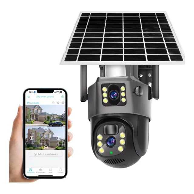 Cámara De Seguridad Vigilancia Ptz + Panel Solar Wifi Fullhd