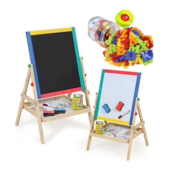 Kit Pizarra 2 En 1 + 78 Letras Imantadas Didáctico Niños