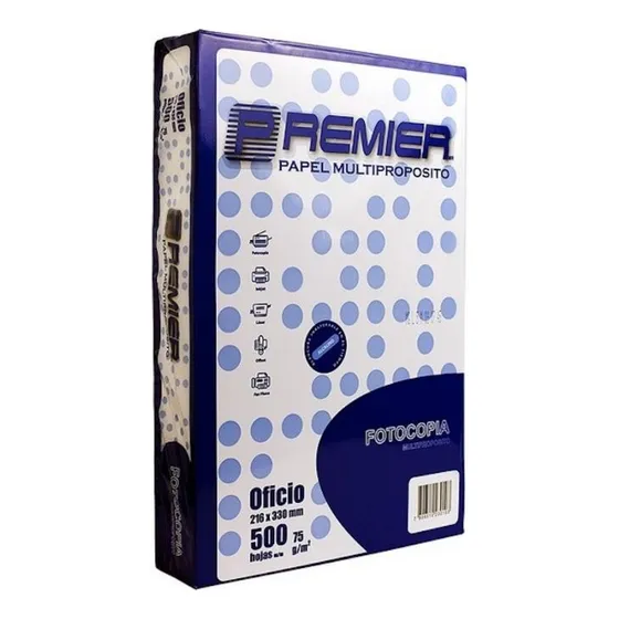 Resma De Papel Premier Tamaño Oficio 500 Hojas Blanco 75grs