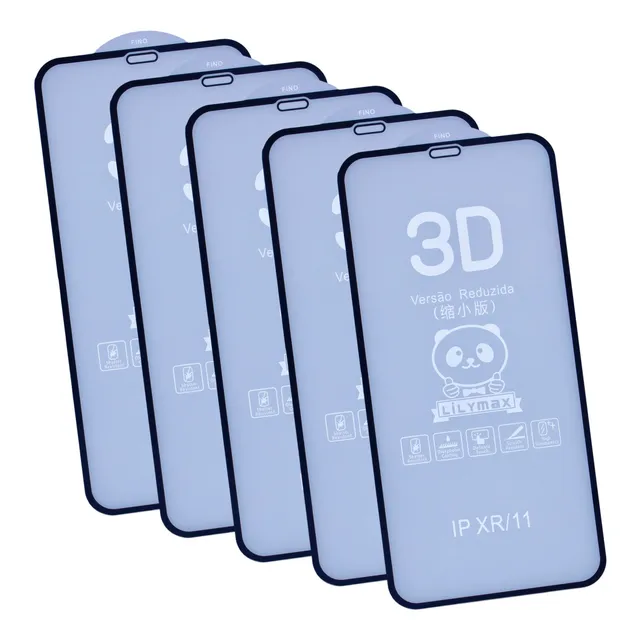 Kit Com 5x Películas Vidro 3d 5d Para iPhone XR / iPhone 11