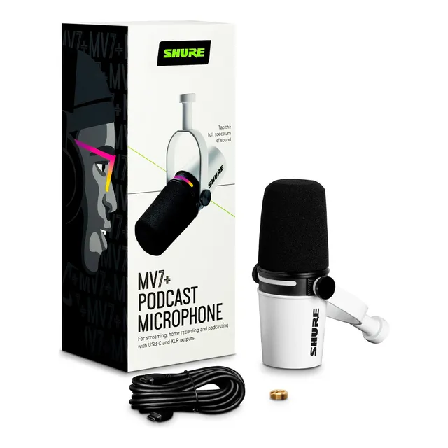 Shure Mv7+-W Micrófono Dinámico Conexión Usb/xlr, White Color Color Blanco