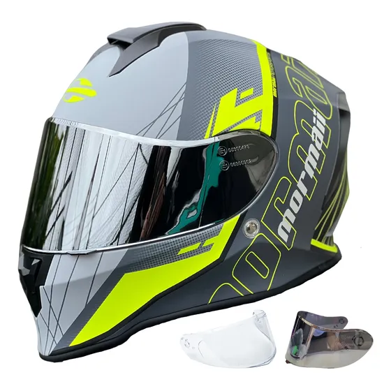 Capacete Moto Mormaii M1 Fechado Neon Fosco + Viseira Extra