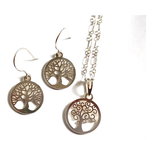 Juego En Plata 925 Mujer Arbol De La Vida