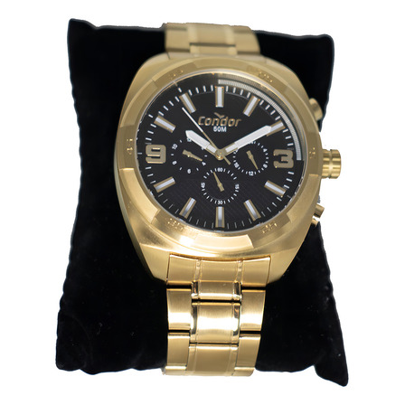Relógio Condor Masculino Dourado Cronógrafo Grande Covd34 + Cor Do Fundo Preto Relógio Condor Masculino Dourado Cronógrafo Grande Covd34 + Cor Do Fundo Preto