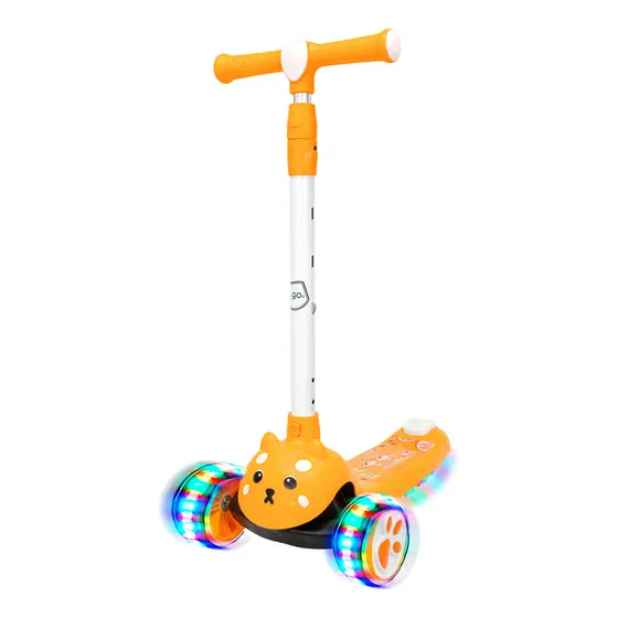 Monopatín T-go Infantil Con Luces Para Niños Nenas Con Freno Color Naranja Perrito