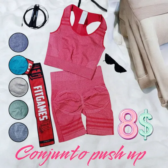 Set Deportivo Short/top Compresión Para Dama Efecto Push Up