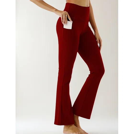 Pantalones De Yoga Casuales Con Corte De Bota Para Mujer