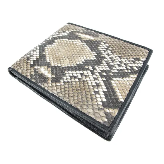 Cartera Plegable De Piel De Serpiente De Pitón Genuina