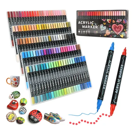120 Colores Marcadores Plumones Acrilico Punta Pincel Kit