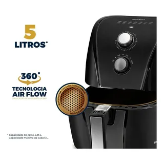 Air Fryer Britânia 5l Antiaderente Gold 1500w Baf45a Cor Preto 220v