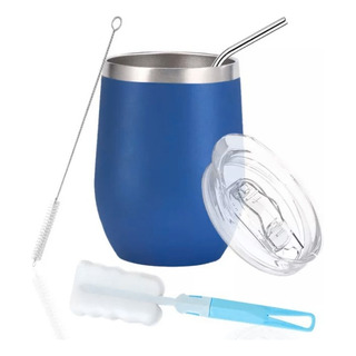 Vaso Termo 12 Onzas Acero Inoxidable Tapa Esponja Popote Vaso Termo 12 Onzas Acero Inoxidable Tapa Esponja Popote